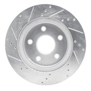 Jeep J8 Brake Rotor (1) - Front Right - R1 Concepts - Drilled & Slotted - Silver - `08-`12